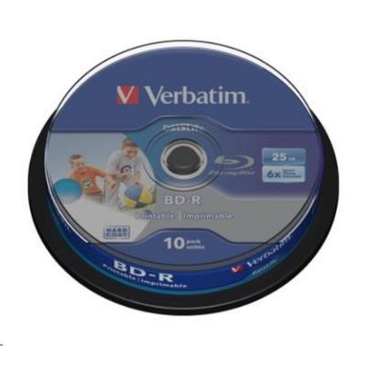 Obrázek VERBATIM BD- R SL Datalife HTL (10- pack)Blu- Ray/ Spindle/ 6x/ 25 GB Wide Printable