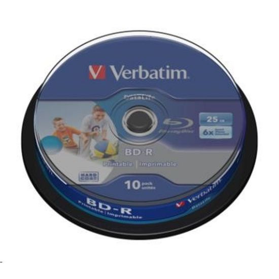 Obrázek VERBATIM BD- R SL Datalife HTL (10- pack)Blu- Ray/ Spindle/ 6x/ 25 GB Wide Printable