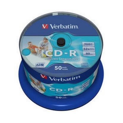 Obrázek VERBATIM CD- R(50- Pack)Spindle/ Inkjet Printable/ 52x/ 700MB / Non ID Branded