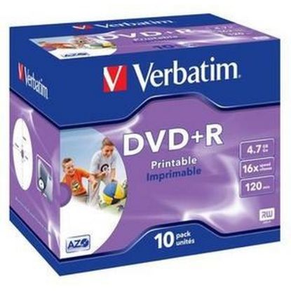 Obrázek VERBATIM DVD+R(10- Pack)Printable/ Jewel/ 16x/ 4.7 GB