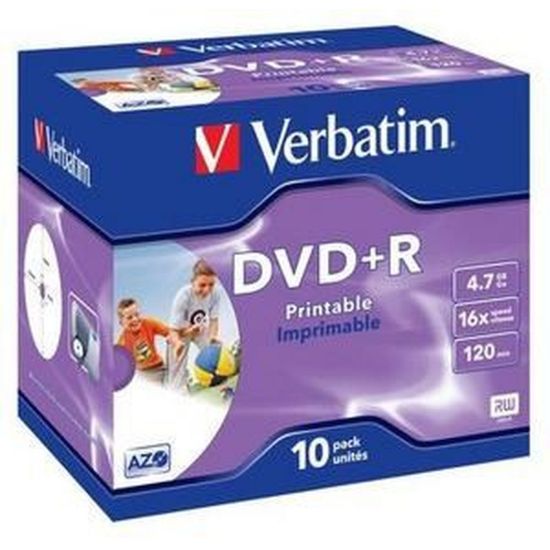 Obrázek VERBATIM DVD+R(10- Pack)Printable/ Jewel/ 16x/ 4.7 GB