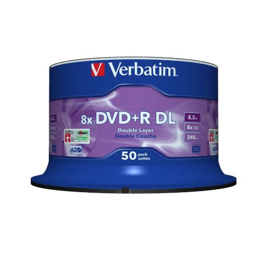 Obrázek VERBATIM DVD+R(50- pack)/ Double Layer/ Spindle/ 8X 8.5 GB Matt Silver