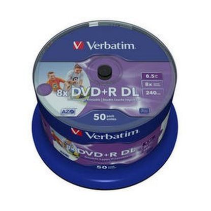 Obrázek VERBATIM DVD+R(50- pack)DoubleLayer/ Spindle/ 8X/ 8.5 GB/ Printable/ NoID