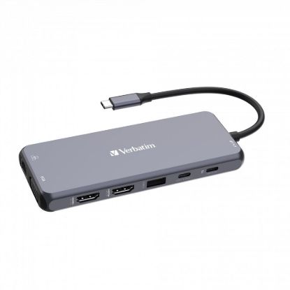 Obrázek VERBATIM Hub USB- C Pro Multiport 14 Port, 5x USB- A, 2x USB- C, 2x HDMI, 1xVGA, RJ45, 3.5mm Jack audio, microSD/ SD…