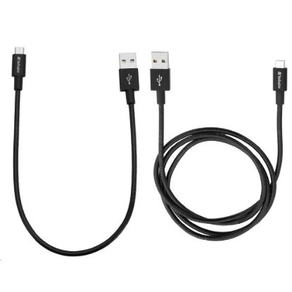 Obrázek VERBATIM kabel Micro B USB Cable Sync & Charge 100cm (Black) + Verbatim Micro B USB Cable Sync & Charge 30cm (Black)