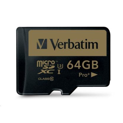 Obrázek VERBATIM MicroSDXC karta 64 GB PRO+ Class 10, UHS 1 (R: 90/ W: 80 MB/ s)