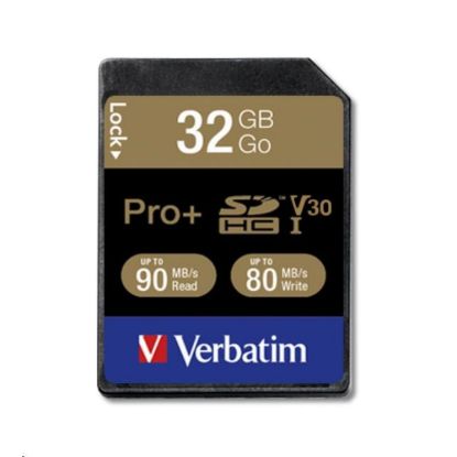 Obrázek VERBATIM SDHC karta 32 GB PRO+ Class 10, UHS- 1 (R: 90/ W: 80 MB/ s)