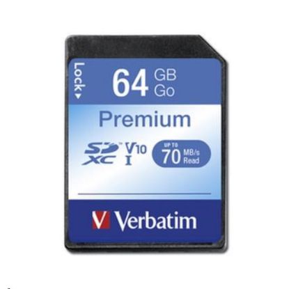 Obrázek VERBATIM SDXC karta 64 GB Class 10, UHS- 1 (R: 70/ W: 10 MB/ s)