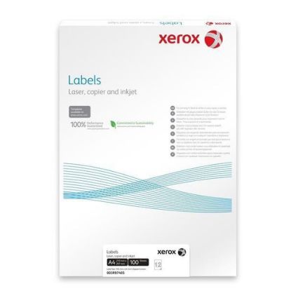 Obrázek Xerox Papír bílé samolepící štítky, kulaté rohy - Labels 65UP 38, 1 x 21, 2 (g/ 100 listů, A4)