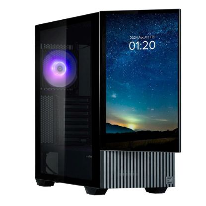 Obrázek ZALMAN case Z10 DS, Mid Tower, ATX, Integrovaný Monitor, 2xUSB 3.0, 1xUSB- C, 1x ARGB + 2x 120mm Fan, černá