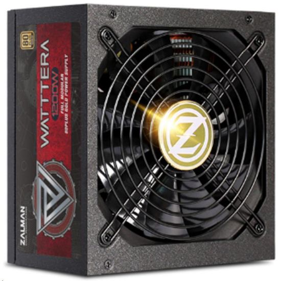 Obrázek ZALMAN zdroj WATTTERA ZM1200- EBTII - 1200 W 80+ Gold, 13, 5cm fan, modular