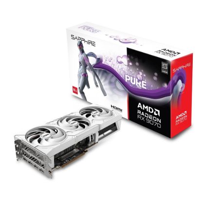 Obrázek VGA SAPPHIRE PURE AMD Radeon RX 9070 OC 16GB, White (pošk. obal)