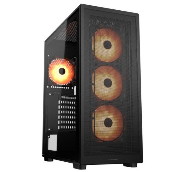Obrázek COUGAR PC skříň MX220 RGB Black Mid Tower Mesh Front Panel 4 x 120mm ARGB Fans TG Left Panel