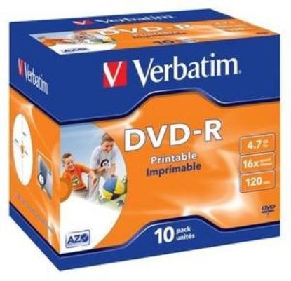 Obrázek VERBATIM DVD- R (10- pack)Printable/ 16x/ 4.7 GB/ Jewel