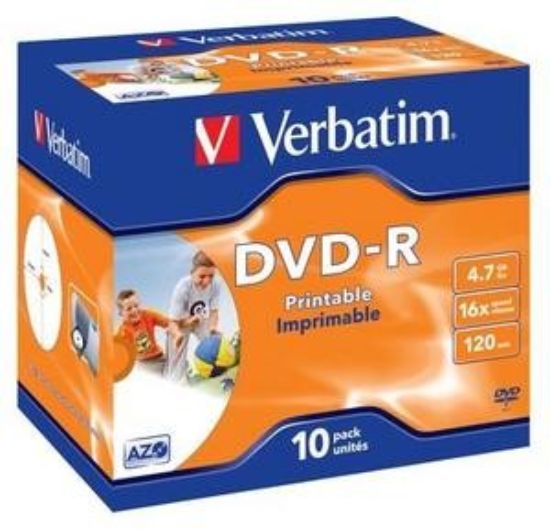 Obrázek VERBATIM DVD- R (10- pack)Printable/ 16x/ 4.7 GB/ Jewel