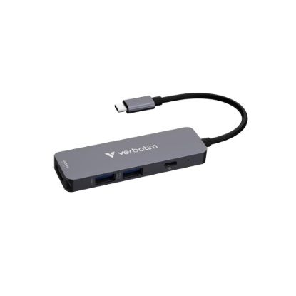 Obrázek VERBATIM Dokovací stanice USB- C, 4v1, HDMI, USB- C PD, USB 3.0, USB 2.0, šedá