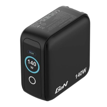 Obrázek VERBATIM Mini GaN Nabíječka s displejem 140 W, 3xUSB- C, 1xUSB- A, černá
