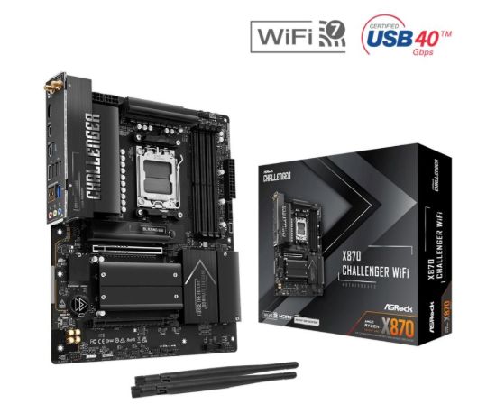 Obrázek ASRock MB Sc AM5 X870 Challenger WiFi, AMD X870, 4xDDR5, 1xHDMI, 2xUSB4, WiFi