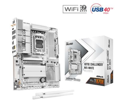 Obrázek ASRock MB Sc AM5 X870E Challenger WiFi WHITE, AMD X870E, 4xDDR5, 1xHDMI, 2xUSB4, WiFi