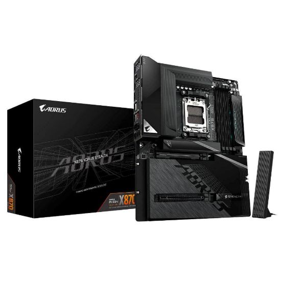 Obrázek GIGABYTE MB Sc AM5 X870 AORUS STEALTH, AMD X870, 4xDDR5, 1xHDMI, 2xUSB4, WiFi